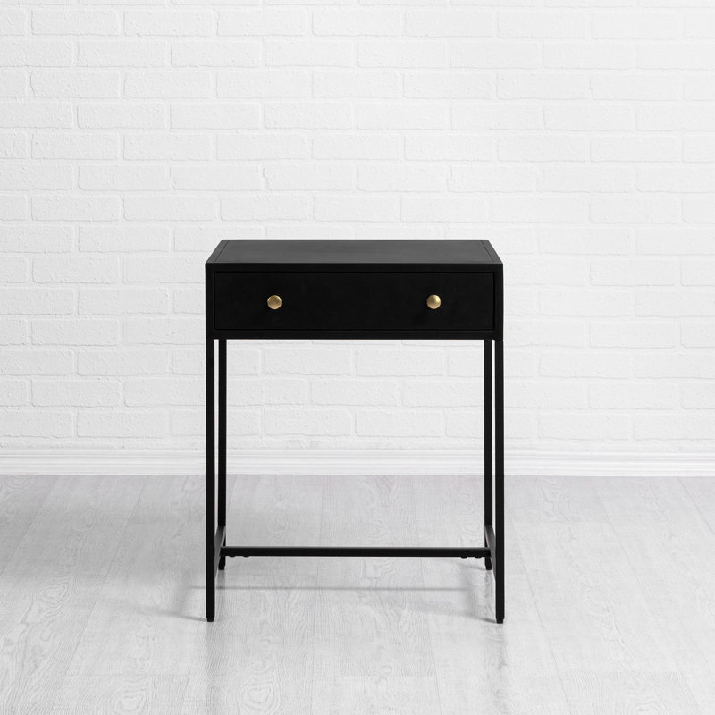 Julina 24'' Tall 1 Drawer Iron Nightstand in Black & Reviews Birch Lane